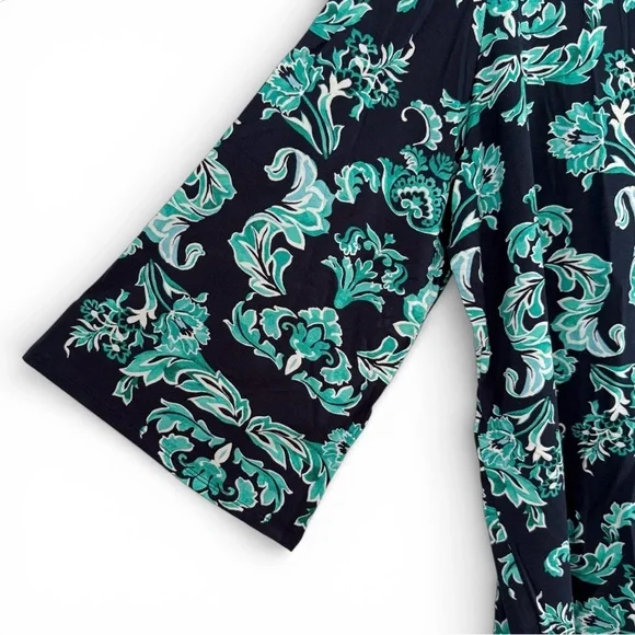 JM Collection 3/4 Sleeve Paisley Turquoise Lace-Up Tunic Top 1X – NWT - Picture 5 of 13